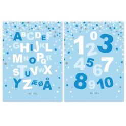 Alfabetplakat og tal dreng All Blue