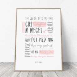 Sådan Elskes Et Barn Plakat - Typografisk plakat fra PRIK & STREG