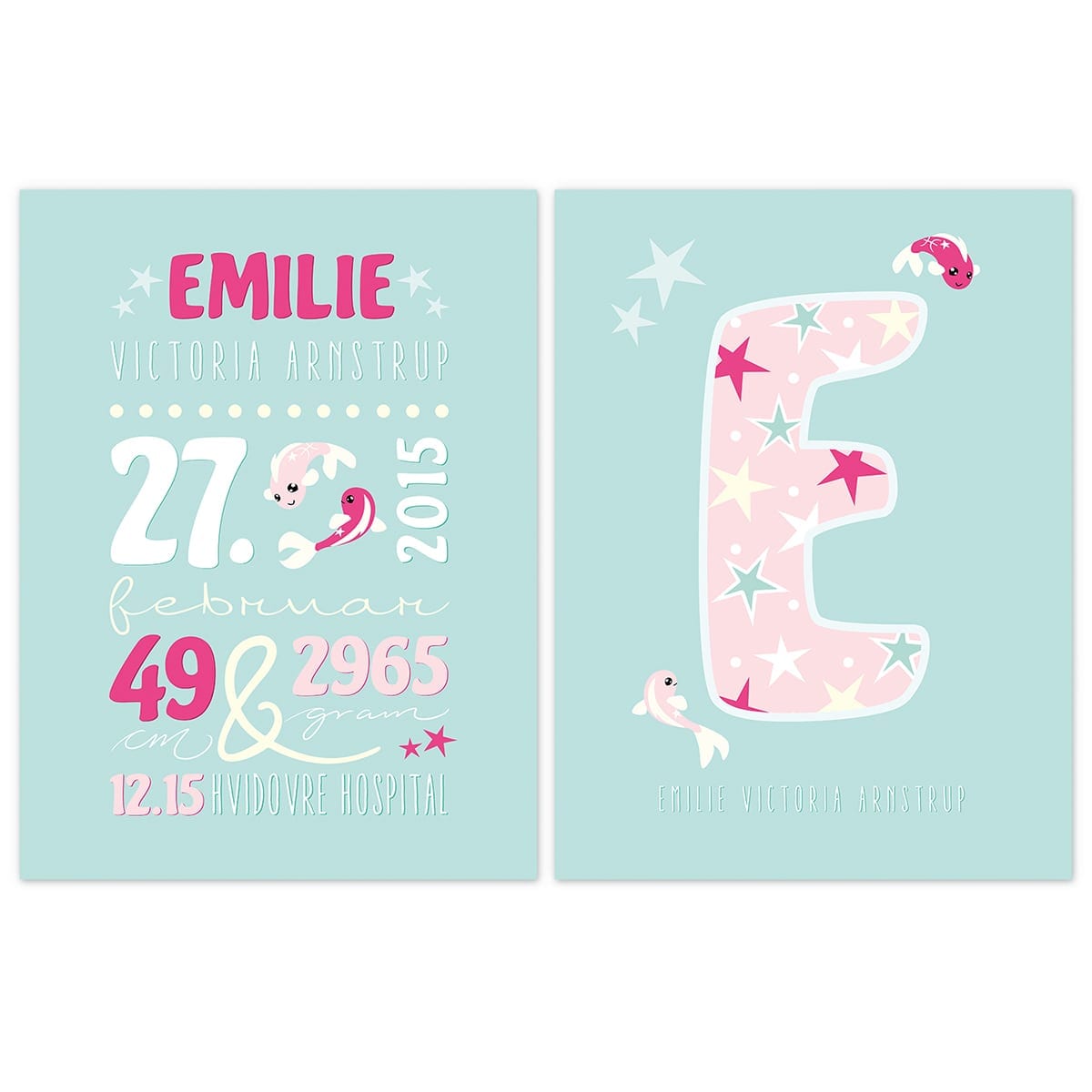 Navnetavle og Forbogstav til pige Mint Pink Navnetavle og Forbogstav til pige Mint Pink