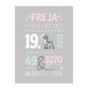 Navnetavle til pige pastel grey