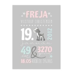 Navnetavle til pige pastel grey