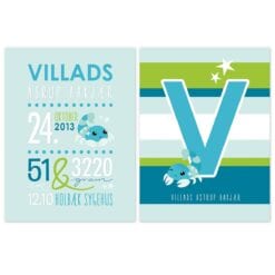 Navneplakat og Forbogstav til dreng peppermint