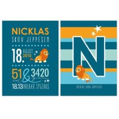 Navneplakat og Forbogstav til dreng spicy denim