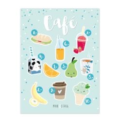Cafe Børneplakat i Mint til legekøkkenet fra PRIK & STREG