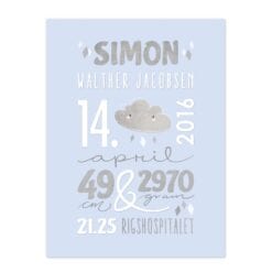 Minimalistisk Navneplakat Pastel Blue Lille Sky