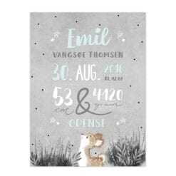 Woodland Navnetavle akvarel grå mint