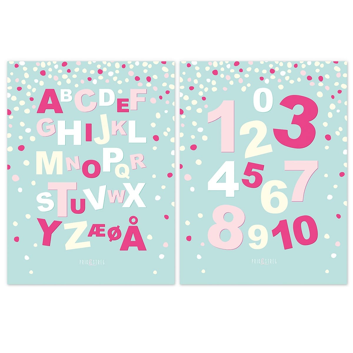 Alfabetplakat og tal til pige peppermint pink Alfabetplakat og tal til pige peppermint pink