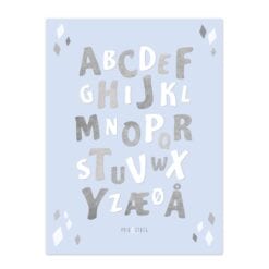 Minimalistisk Alfabetplakat Pastel Blue