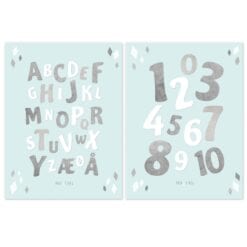 Minimalistisk Alfabetplakat Sæt Mint