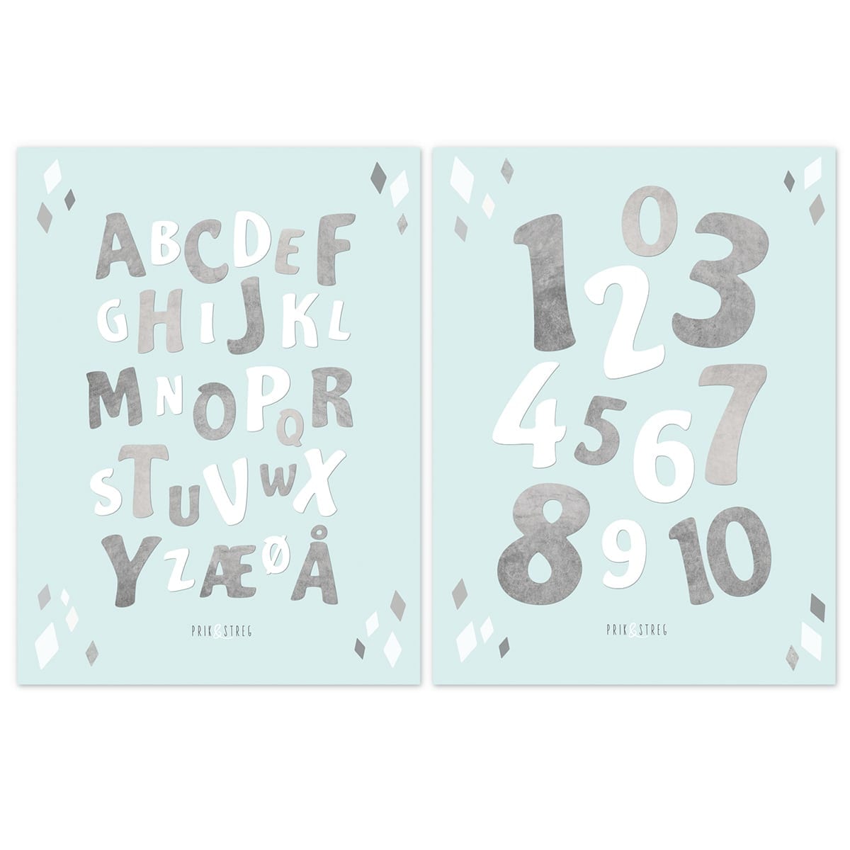 Minimalistisk Alfabetplakat Sæt Mint Minimalistisk Alfabetplakat Sæt Mint