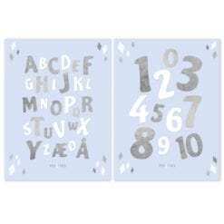 Minimalistisk Alfabetplakat Sæt Pastel Blue