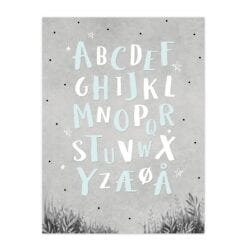 Woodland alfabetplakat grå mint