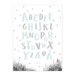 Woodland alfabetplakat hvid mint