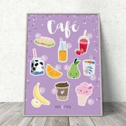 Cafe Plakat i Lilla - til legekøkkenet fra PRIK & STREG