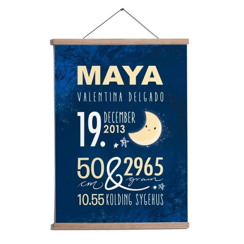 Blue Moon Navnetavle Navneplakat fra PRIK & STREG
