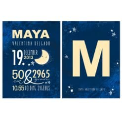 Blue Moon Navnetavle Navneplakat forbogstav fra PRIK & STREG
