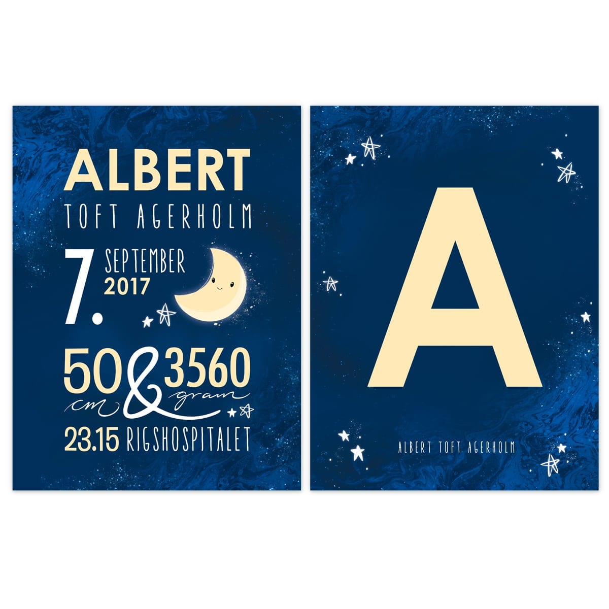 Blue Moon Navnetavle - Den Flotteste Navneplakat fra PRIK & STREG Blue Moon Navnetavle - Den Flotteste Navneplakat fra PRIK & STREG