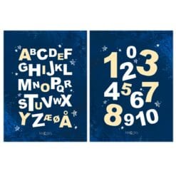 Blue Moon Navnetavle Navneplakat og abc plakat alfabetplakat