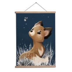 Firefly Børneplakat - Mørkeblå plakat med ræv og ildflue fra PRIK & STREG