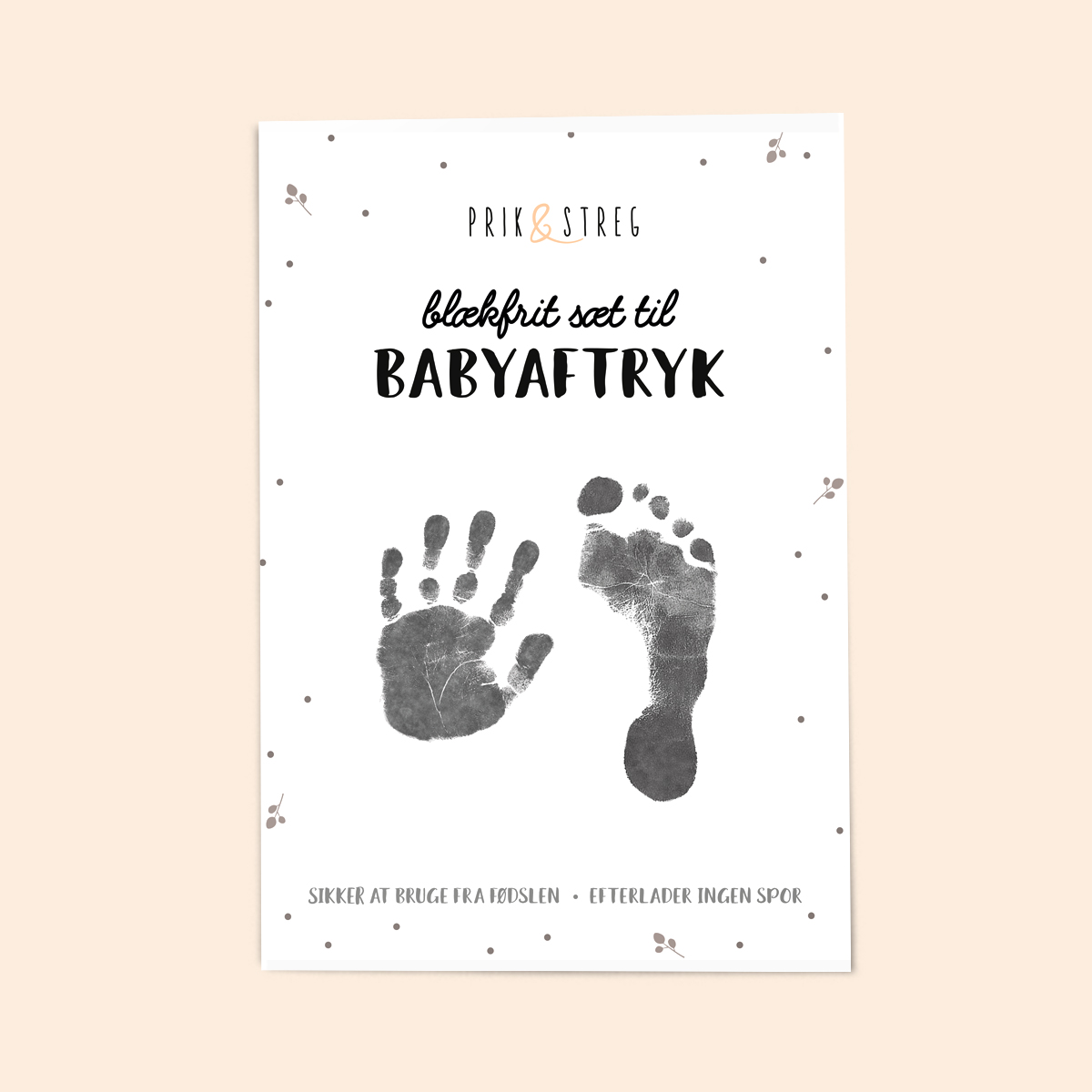 Aftrykssæt til baby hånd og fod babyaftryk PRIK og STREG