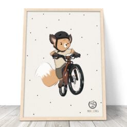 MTB ræv - cykelplakat mountainbike børneplakat
