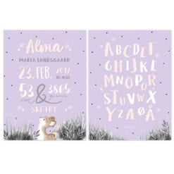 Lilla woodlands navnetavle med alfabetplakat
