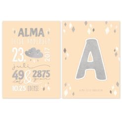 Minimalistisk Navneplakat med stjernetegn eller sky