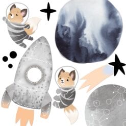 Wallstickers Space Fox - vægklistermærker til børneværelset i flere farver