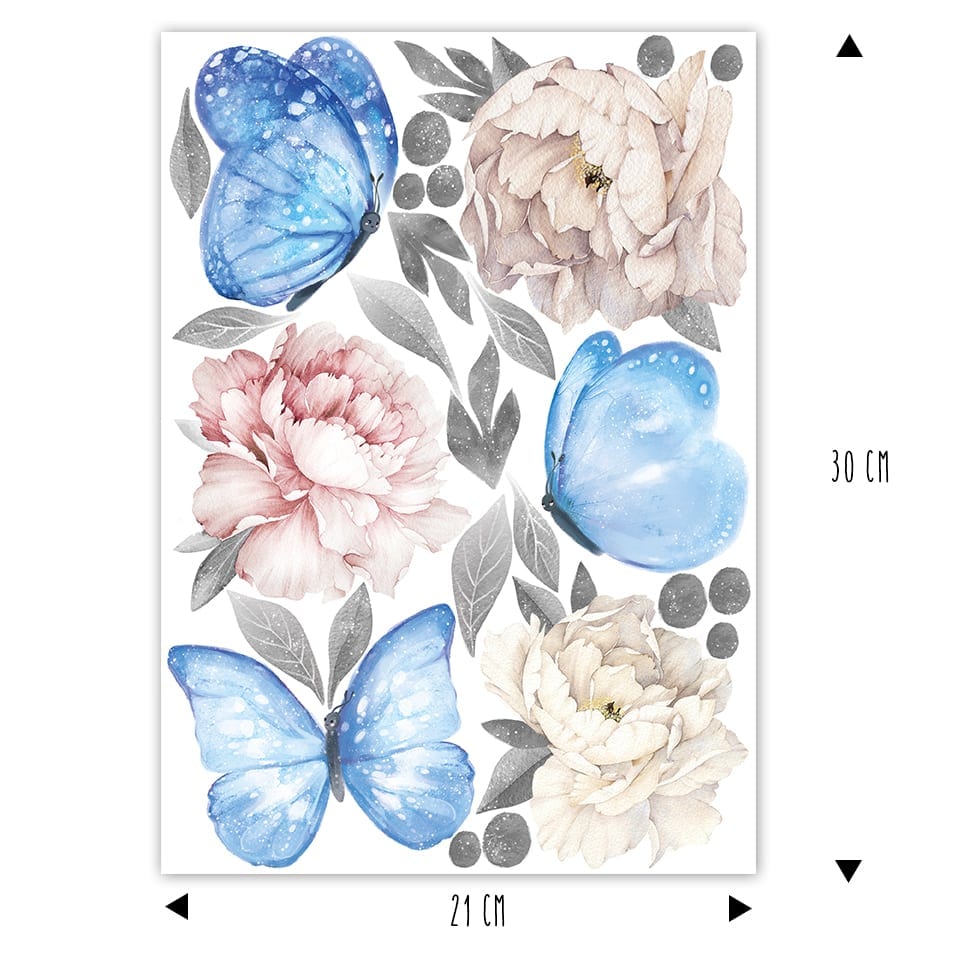 blomster wallstickers med sommerfugle blomster wallstickers med sommerfugle