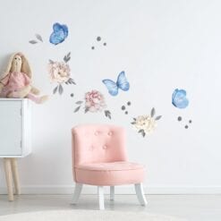 blomster wallstickers med sommerfugle