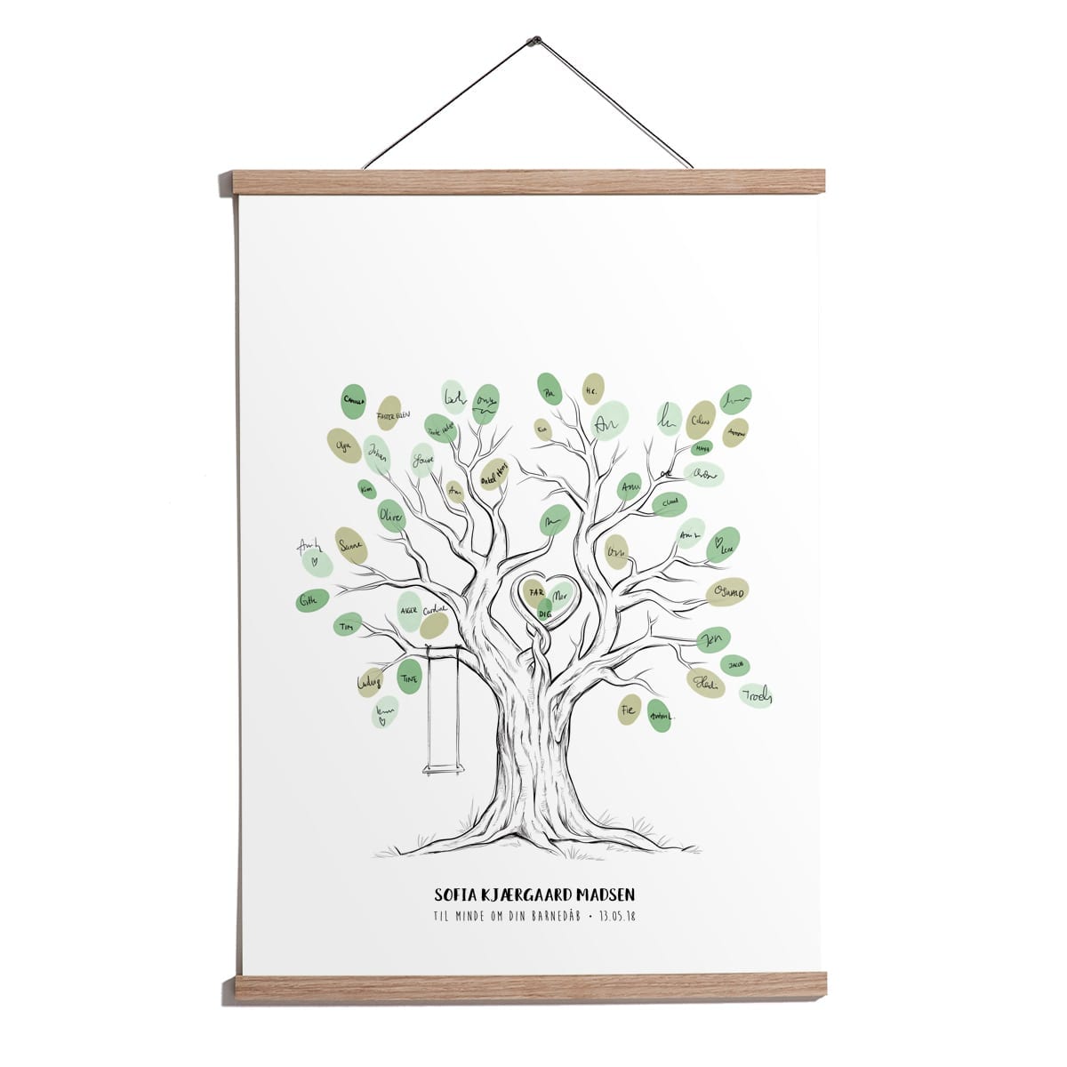 Hjertetræ fingertryksplakat med stort træ plakat til gæsters fingeraftryk - barnedåb navngivning konfirmation bryllup Hjertetræ fingertryksplakat med stort træ plakat til gæsters fingeraftryk - barnedåb navngivning konfirmation bryllup