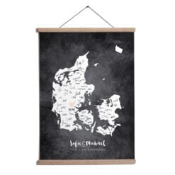 Gæstebogsplakat Danmarkskort til barnedåb konfirmation eller bryllup
