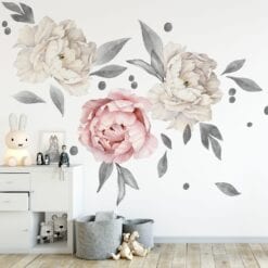 Peony Wallstickers Mega - de populære blomster wallstickers i stor størrelse fra prik og streg