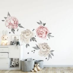 Peony Wallstickers Medium - de populære blomster wallstickers i stor størrelse fra prik og streg