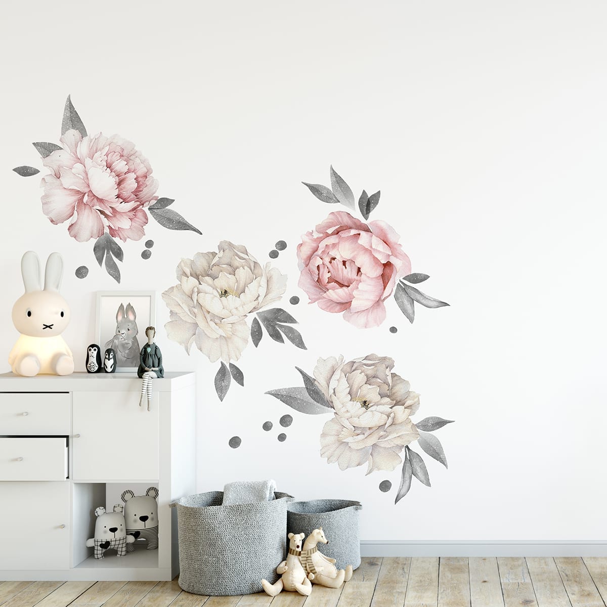 Peony Wallstickers Medium - de populære blomster wallstickers i stor størrelse fra prik og streg Peony Wallstickers Medium - de populære blomster wallstickers i stor størrelse fra prik og streg