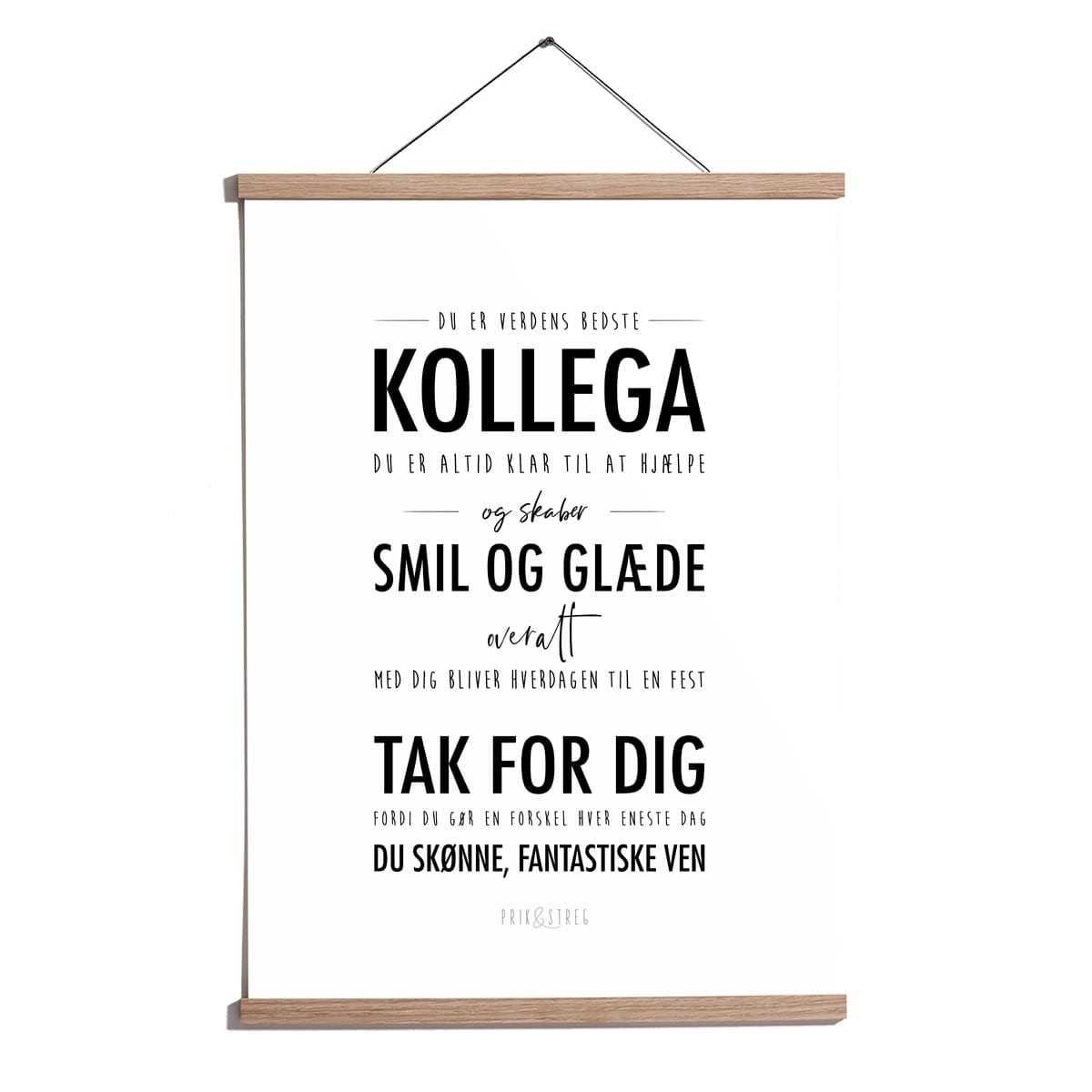 kollega plakat sort hvid - typografisk gave poster som tak fra PRIK & STREG kollega plakat gave sort hvid