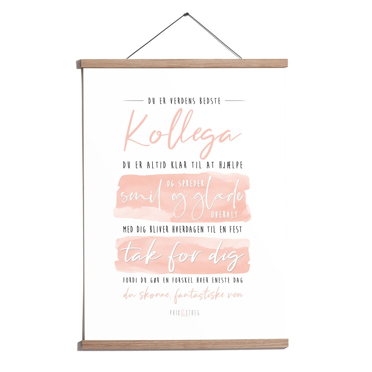 kollega plakat koral - typografisk gave poster som tak fra PRIK & STREG kollega plakat koral