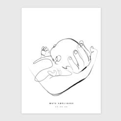 Nyfødt | illustration med personlig tekst fra PRIK & STREG