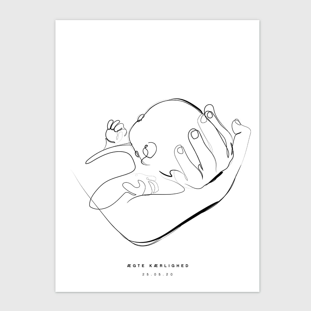 Nyfødt | illustration med personlig tekst fra PRIK & STREG Nyfødt | illustration med personlig tekst fra PRIK & STREG