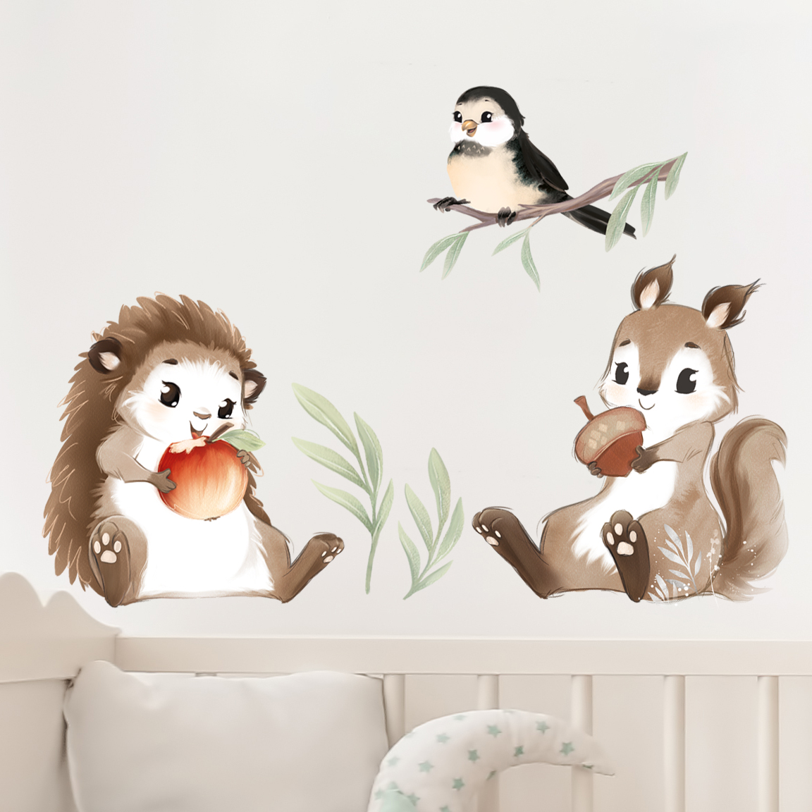 Wallstickers pindsvin og egern fra PRIK & STREG Wallstickers pindsvin og egern fra PRIK & STREG